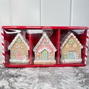 NEW Peppermint Place Pastel Gingerbread House Christmas Ornaments